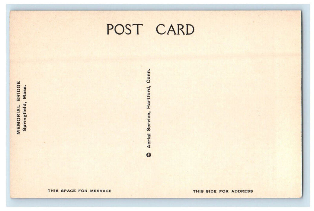 c1940s Memorial Bridge, Springfield Massachusetts MA Unposted Postcard