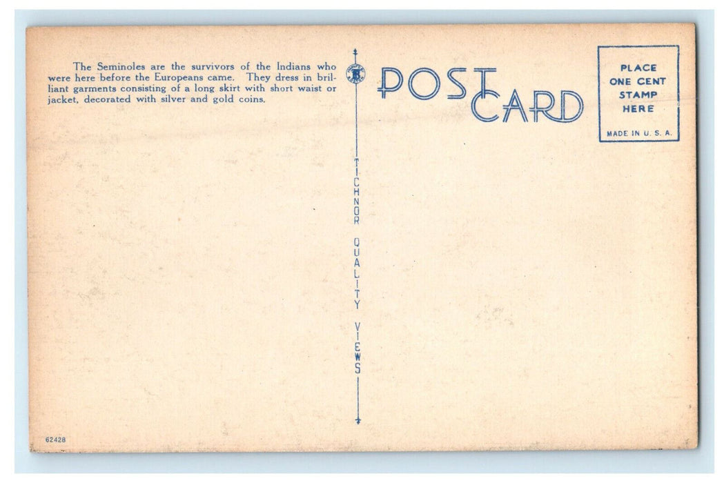 c1940s Seminole Indians Moving Day Everglades, Florida FL Unposted Postcard