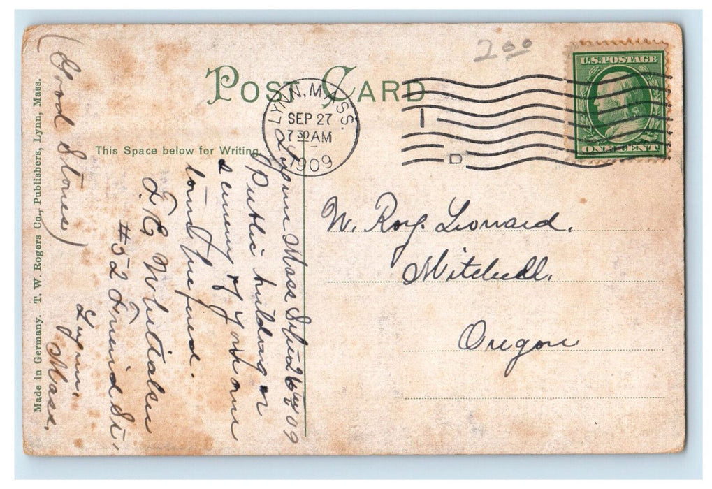 1909 High Rock Tower and Stone Cottage, Lynn Massachusetts MA Postcard