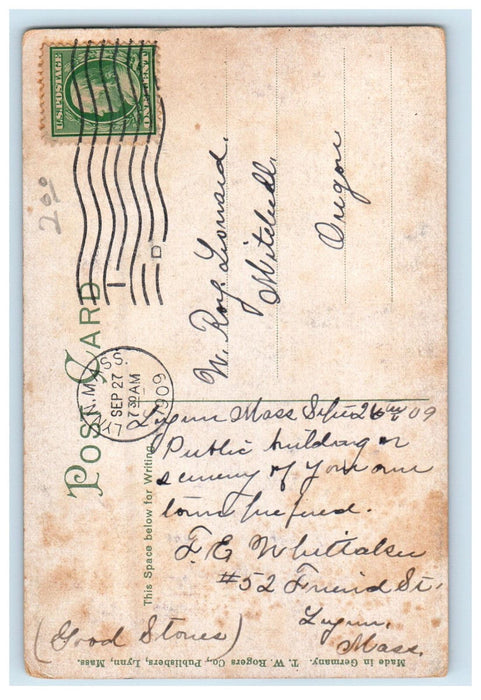 1909 High Rock Tower and Stone Cottage, Lynn Massachusetts MA Postcard