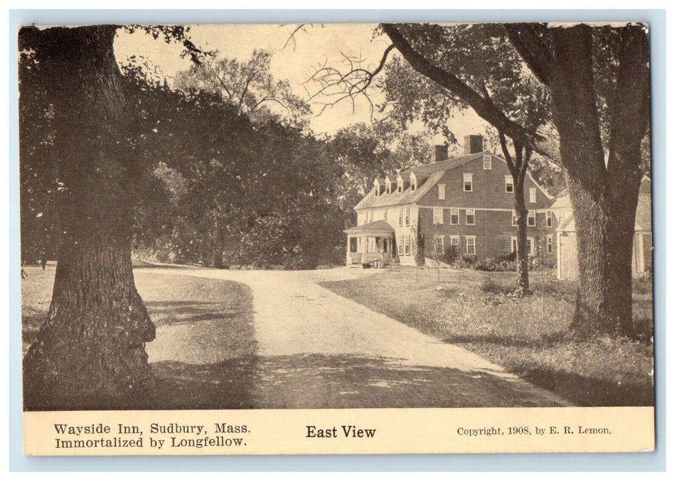 c1910 East View Wayside Inn, Sudbury Massachusetts MA Antique Postcard
