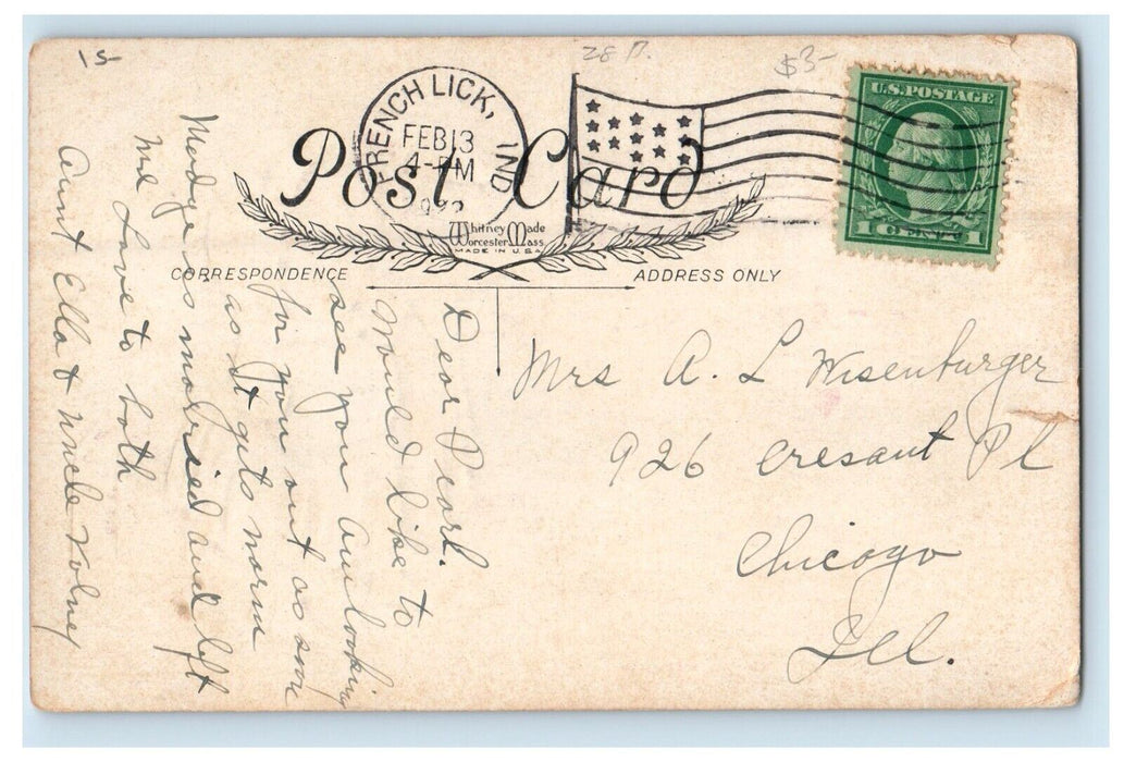 1922 Boy And Girl Bag Warmer Winter Snow Railroad Train Posted Antique Postcard