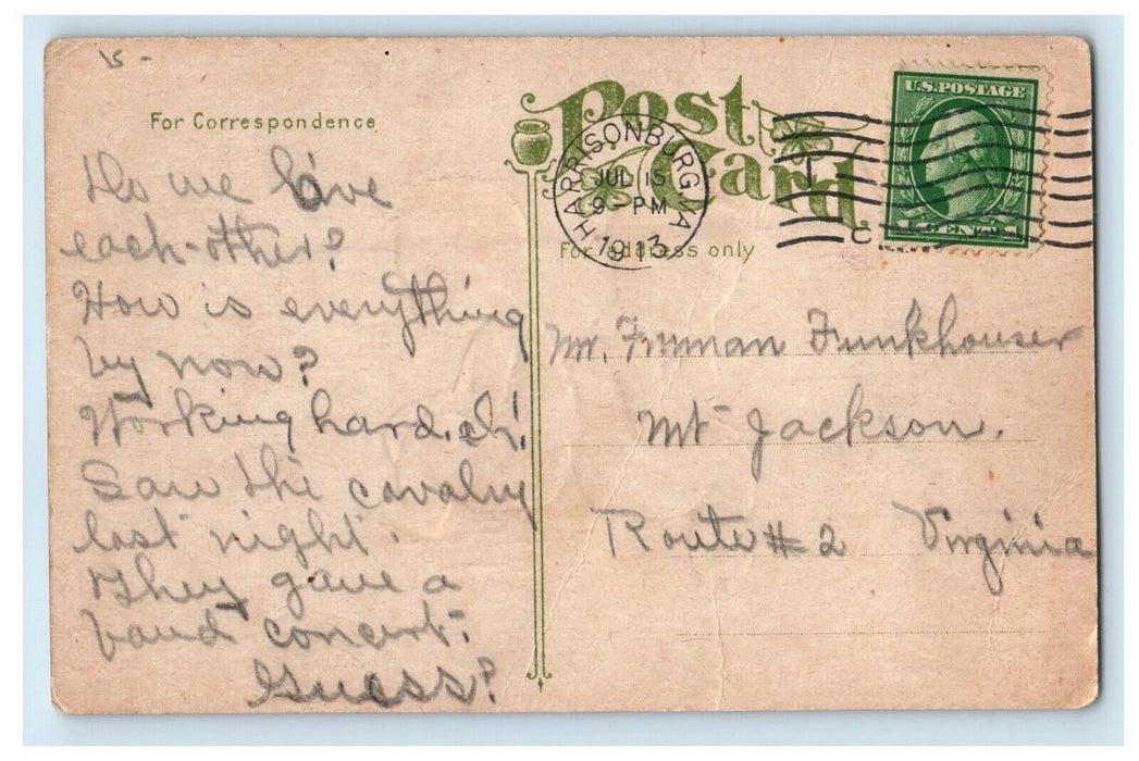 1913 Two Little Boy Bare Butt Sad Harrisonburg Virginia VA Antique Postcard