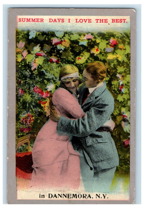 1917 Couple Scene Summer Days I Love The Best Dannemore New York NY Postcard