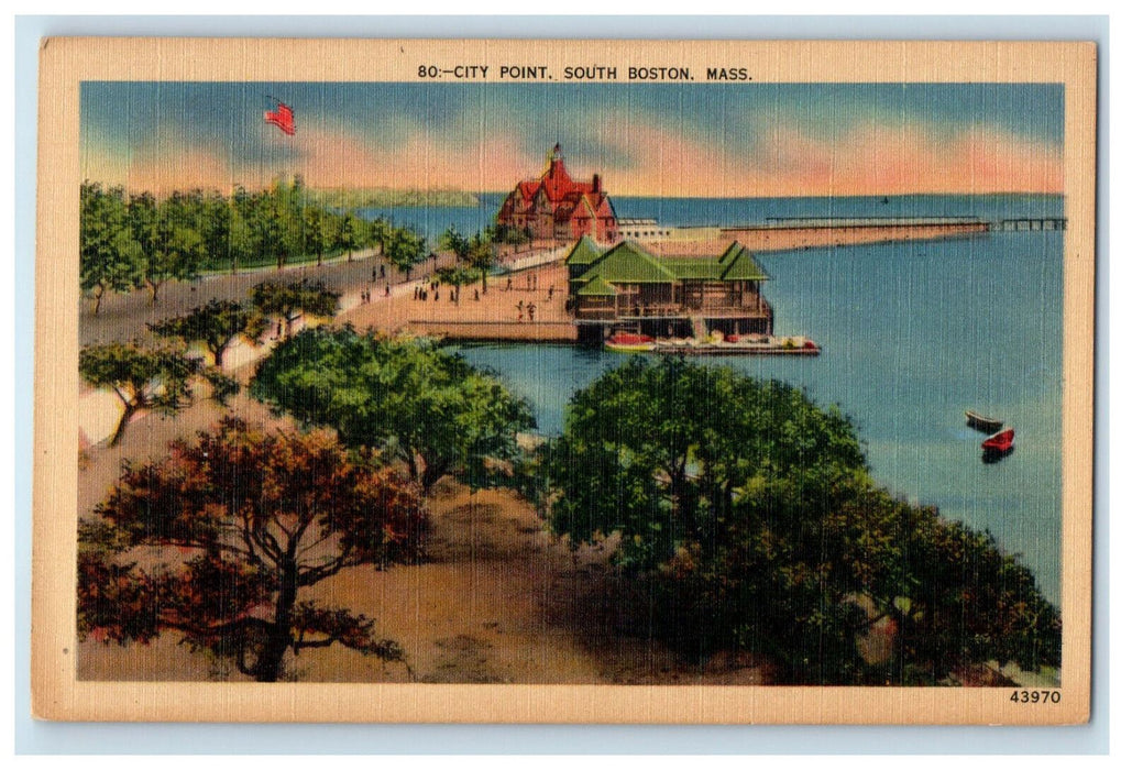 1947 City Point, South Boston Massachusetts MA Posted Vintage Cancel Postcard
