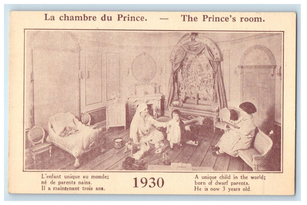 1930 La Chambre Du Prince - Prince's Room Dwarf Midget Circus Canada CA Postcard