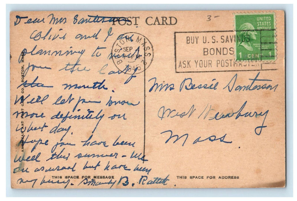 1945 Spot Pond from Middlesex Fellsaway Stoneham, Massachusetts MA Postcard