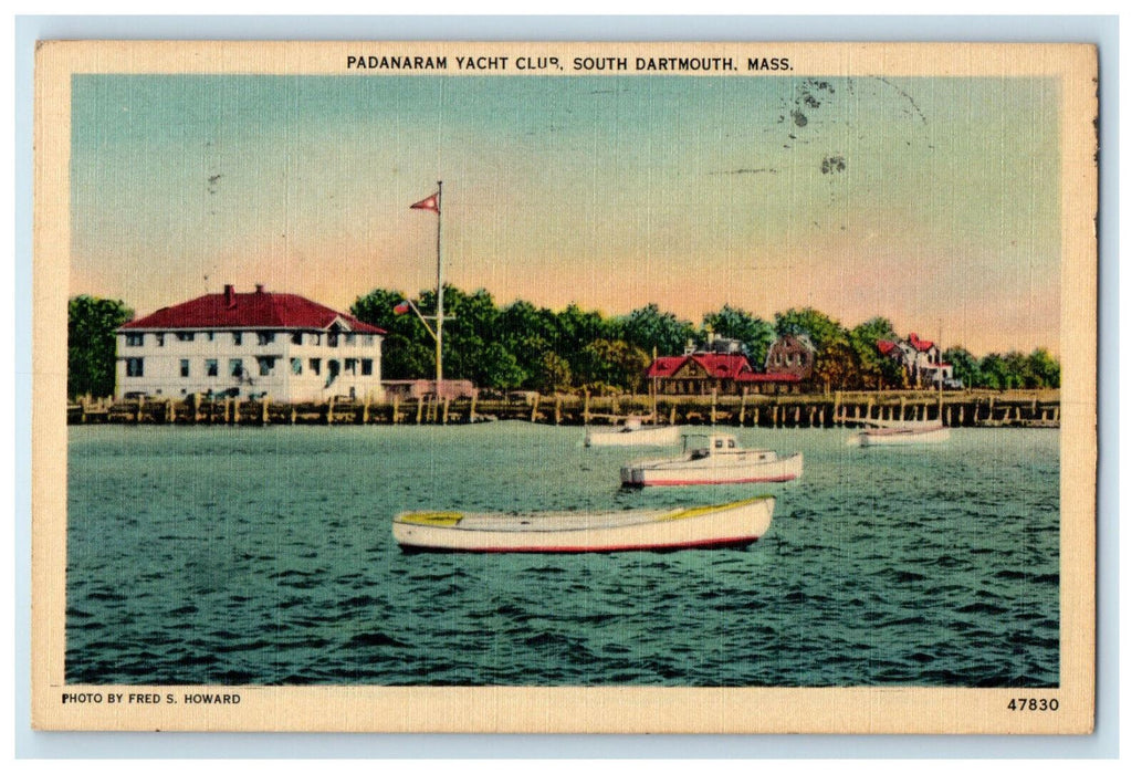 1945 Padanaram Yacht Club, South Dartmouth Massachusetts MA Vintage Postcard