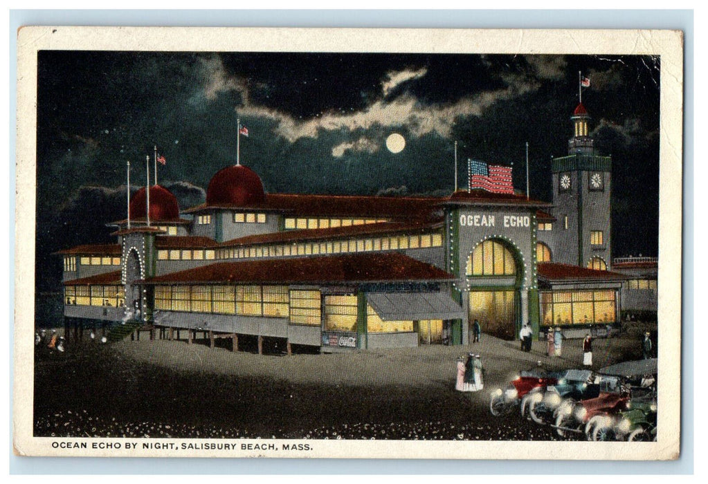 c1920s Ocean Echo By Night, Salisbury Beach Massachusetts MA Postcard
