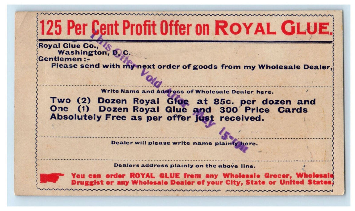 c1905 Royal Glue, Royal Glue Company, Washington DC Antique Unposted Postcard