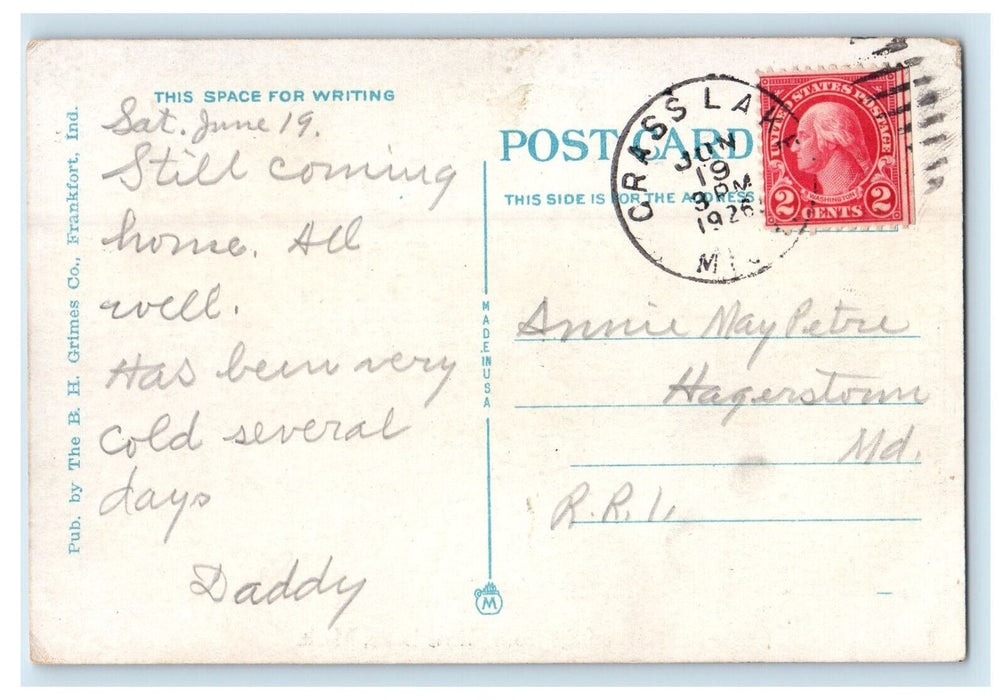 1926 Two Boats, Greetings from Grass Lake Michigan MI Vintage Postcard