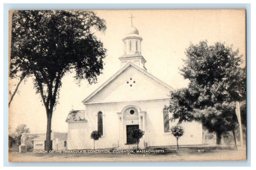 c1940s Church of the Immaculate Conception Stoughton, Massachusetts MA Postcard