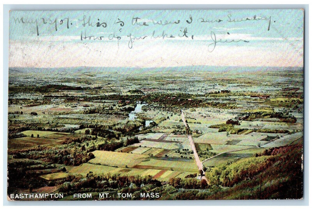 1907 Bird's Eye View Of Easthampton From Mt. Tom Pass Massachusetts MA Postcard