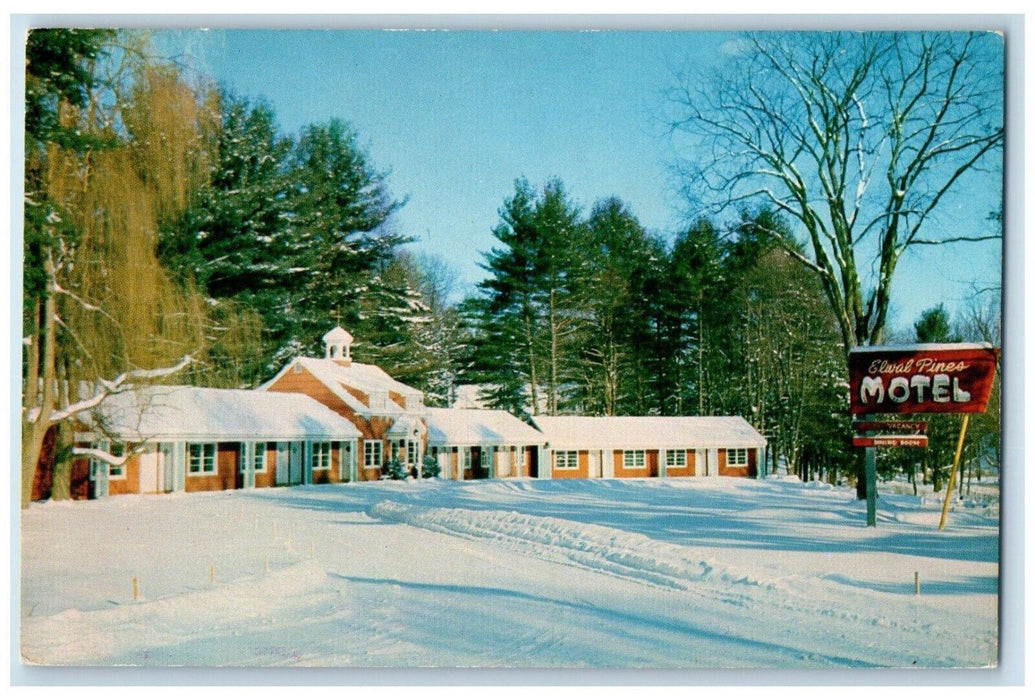 Elwal Pines Motel House Winter Snow Williamstown Massachusetts MA Postcard