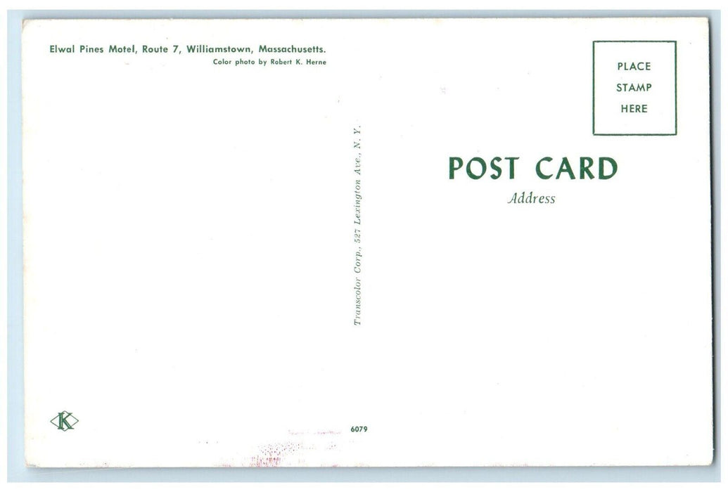 Elwal Pines Motel House Winter Snow Williamstown Massachusetts MA Postcard