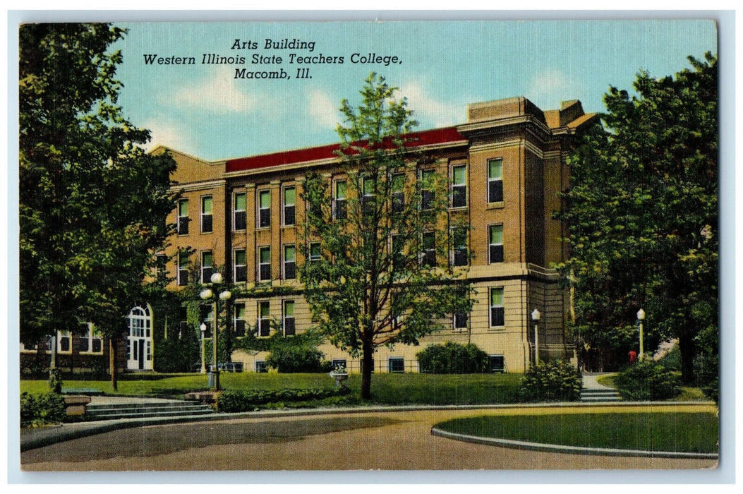 c1930s Arts Building, Western Illinois State Teachers College Macomb IL Postcard