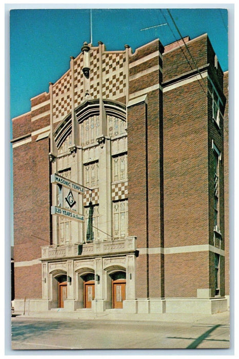 c1950s Masonic Temple, Danville Illinois IL Vintage Posted Postcard