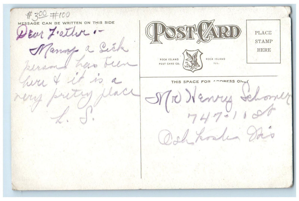 c1910 St. Anthony's Hospital Rock Island Illinois IL Antique Postcard