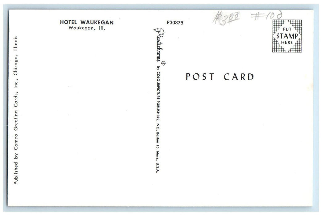 c1980's Hotel Waukegan Waukegan Illinois IL Cameo Greeting Cards Inc Postcard