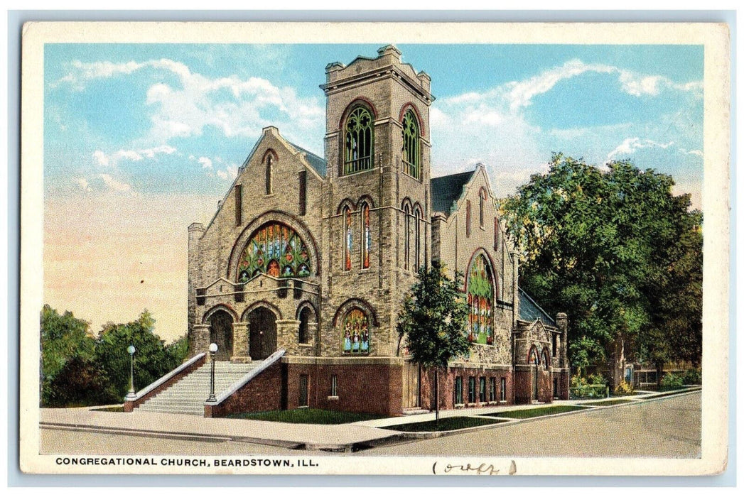 c1920s Congregational Church, Beardstown, Illinois IL Posted Postcard
