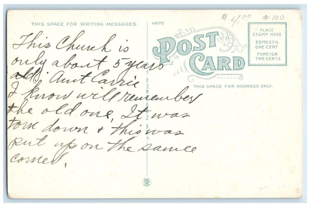 c1920s Congregational Church, Beardstown, Illinois IL Posted Postcard