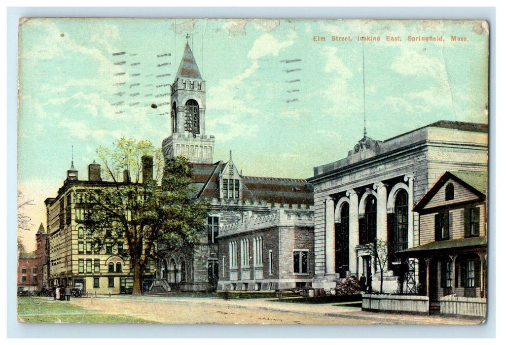 1911 Elm Street Looking East, Springfield, Massachusetts MA Posted Postcard