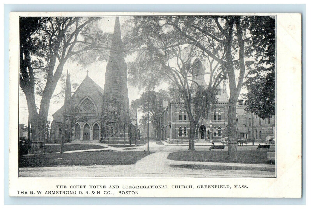 1944 The Court House, Greenfield, Massachusetts MA Vintage Postcard