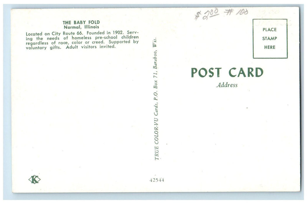 c1960s Serving Children's Needs, The Baby Fold, Normal Illinois IL Postcard