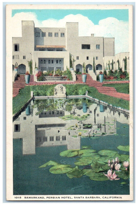 c1910's Samarkand Persian Motel Lily Pond Santa Barbara California CA Postcard