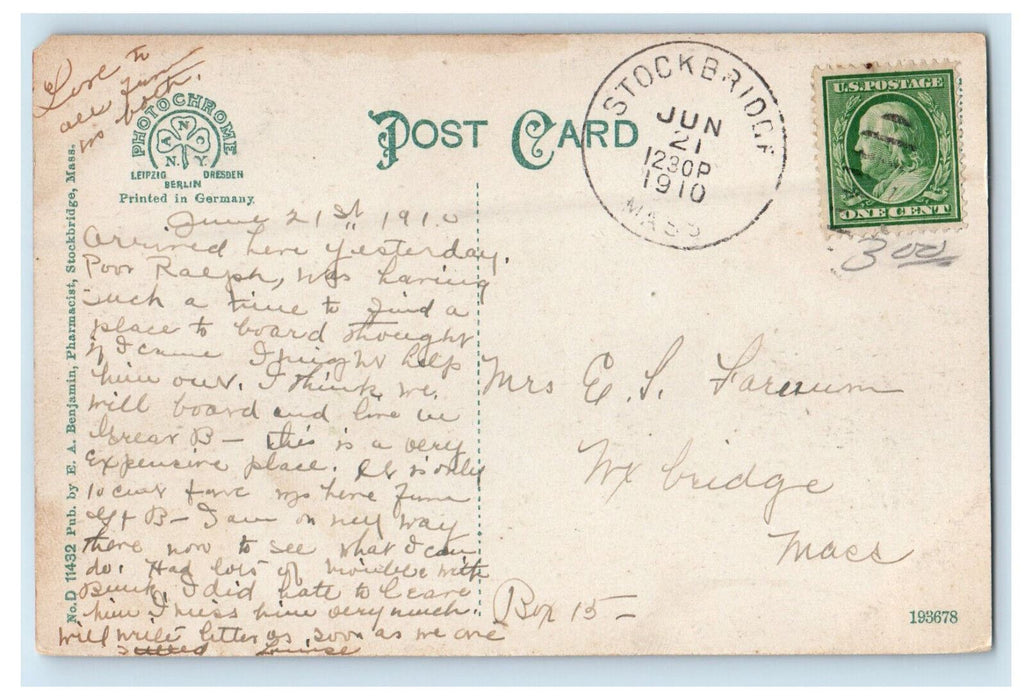 1910 Red Lion Inn Building Stockbridge Massachusetts MA Antique Postcard