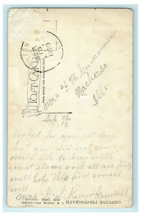 Evangelical Church Ashton Illinois 1920 RPPC Photo Vintage Antique Postcard
