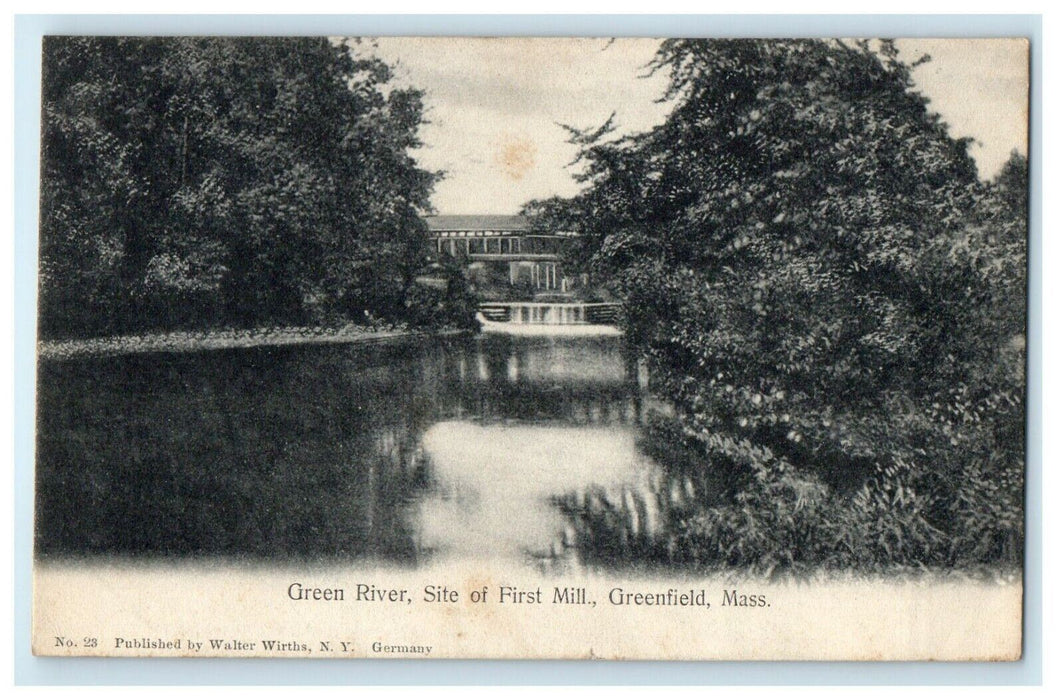 1905 Green River, Site of First Mill, Greenfield, Massachusetts MA Postcard