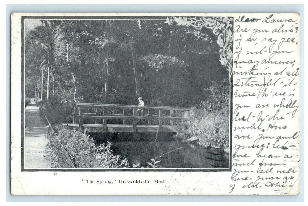 1906 The Spring Bridge Wood Griswoldville Massachusetts MA Antique Postcard