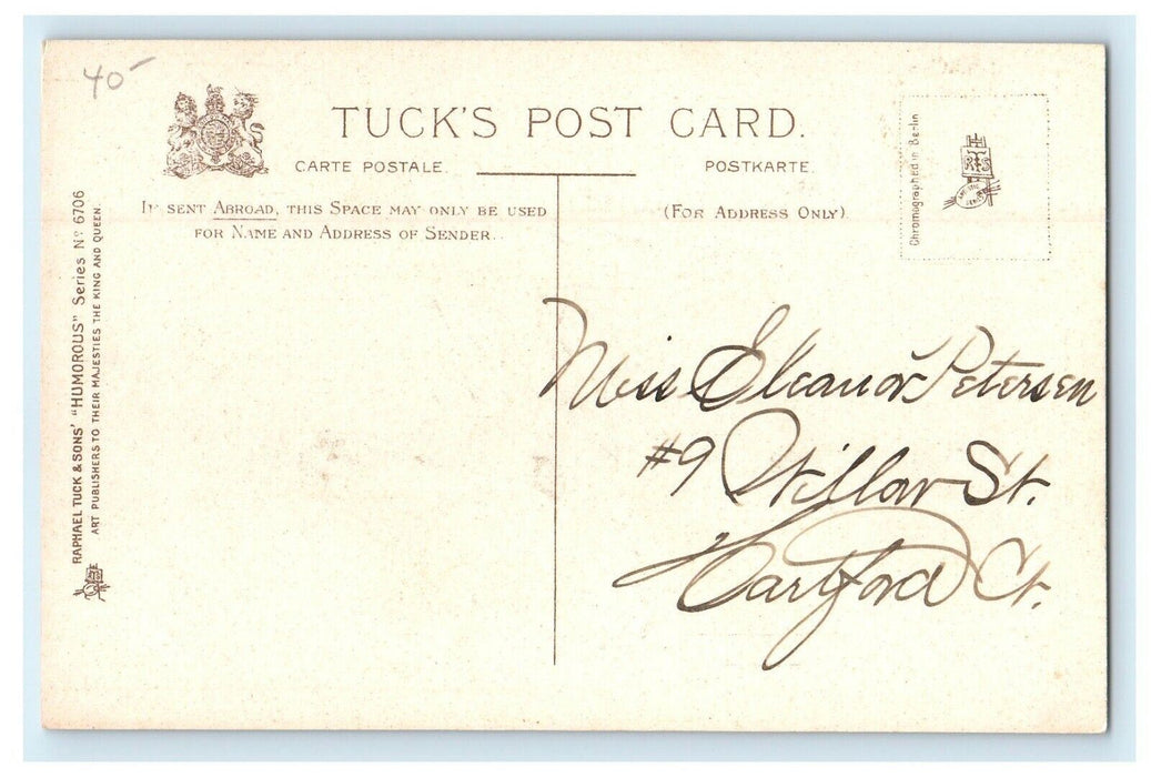 c1910 Tuck Dancing Dog Girl "The Cake Walk" Humorous Funny Terrier 6707 Postcard