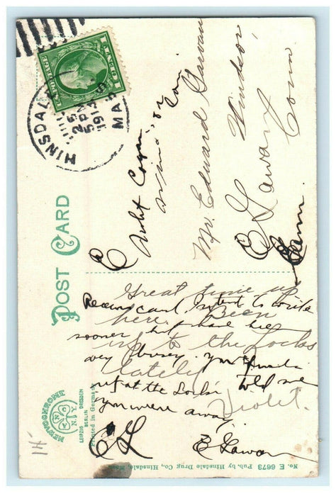 1913 Horse Standing in Main Street Hinsdale, Massachusetts MA Postcard