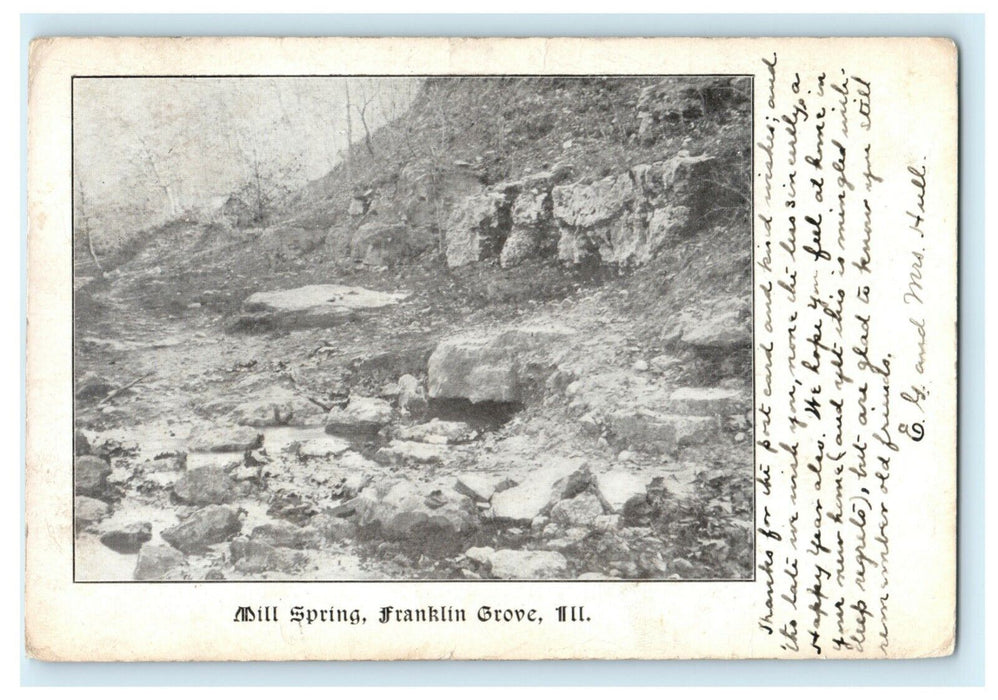 Mill Spring Franklin Groove Illinois 1909 Vintage Antique Postcard