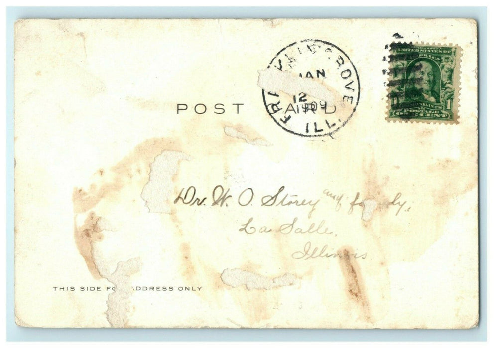 Mill Spring Franklin Groove Illinois 1909 Vintage Antique Postcard