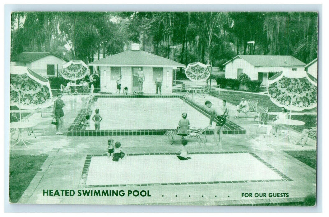 c1950's Heated Swimming Pool Ocala Motor Court Ocala Florida FL Postcard