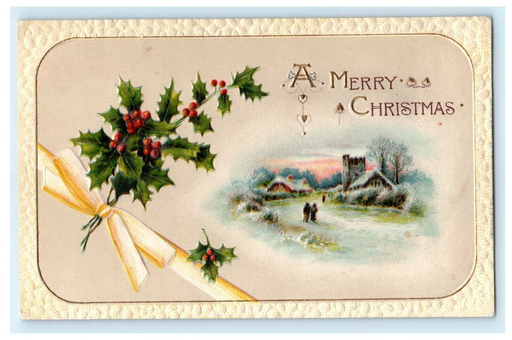 John Winsch Merry Christmas Embossed Germany c1910 Vintage Antique Postcard