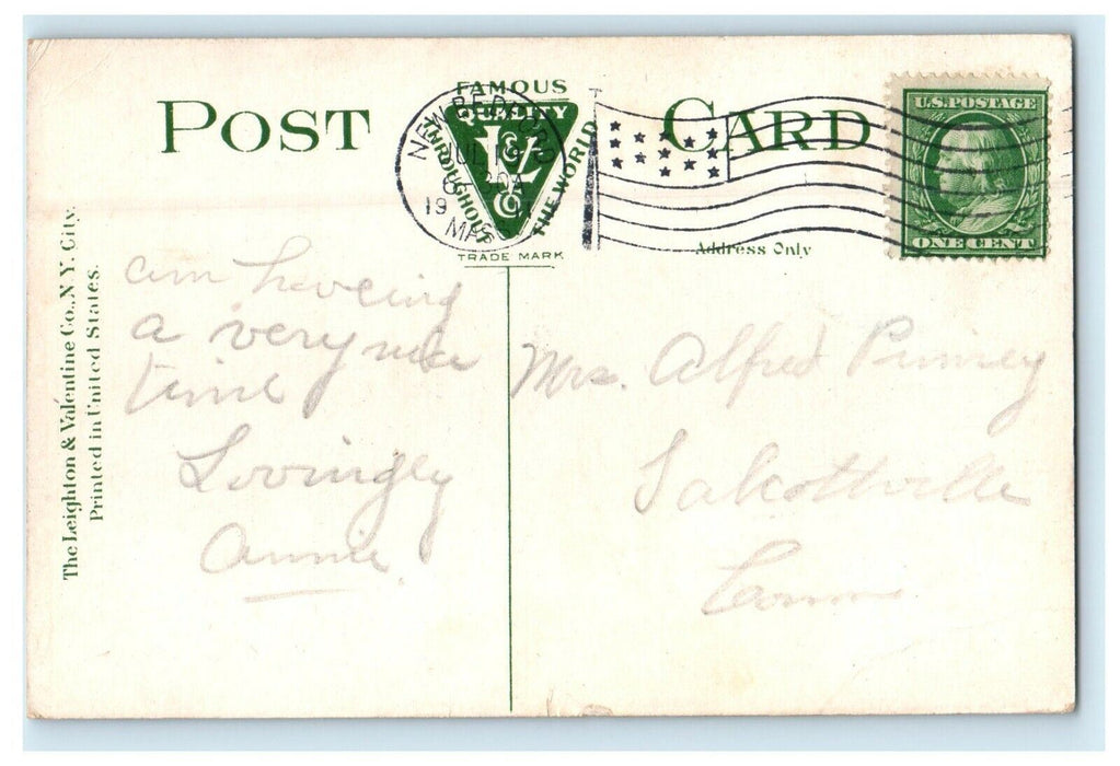 1911 Buttonwood Park and Bridge in New Bedford, Massachusetts MA Postcard