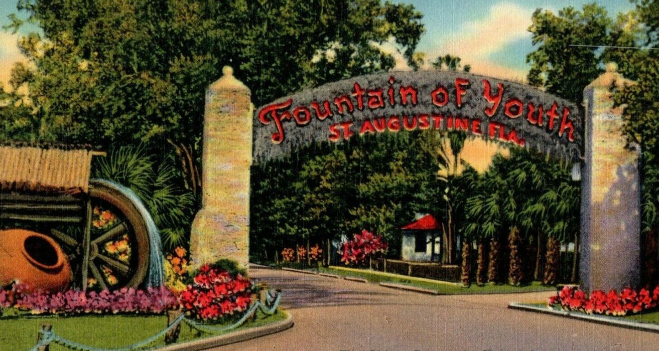 St. Augustine Florida FL, San Mateo Ave Entrance To Fountain Of Youth Postcard