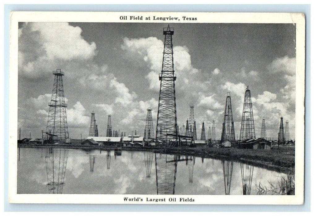 1943 Oil Field at Longview, World's Largest Oil Field Texas TX Posted Postcard