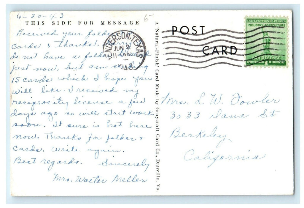 1943 Oil Field at Longview, World's Largest Oil Field Texas TX Posted Postcard