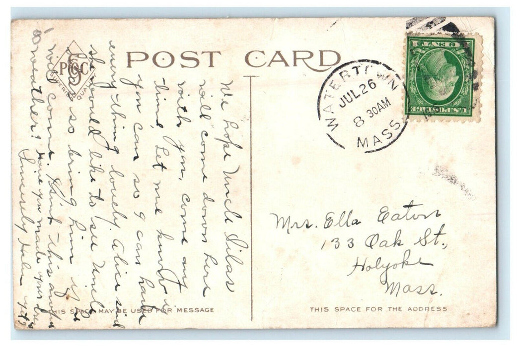 1916 Boathouse and Waltham Canoe Club, Massachusetts MA Antique Postcard