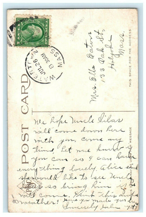 1916 Boathouse and Waltham Canoe Club, Massachusetts MA Antique Postcard
