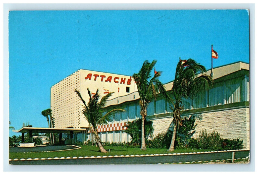 1964 The Attache Newest Resorts Motel Hollywood Beach Florida FL Postcard