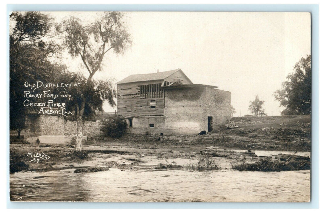 Old Distillery Amboy Illinois 1907 RPPC Photo Vintage Antique Postcard