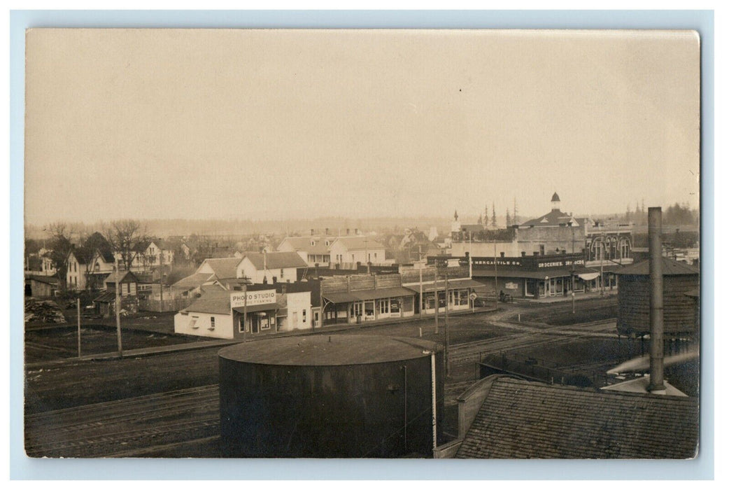 c1910 Bird's Eye View Woodburn Oregon OR Photo Studio RPPC Photo Postcard