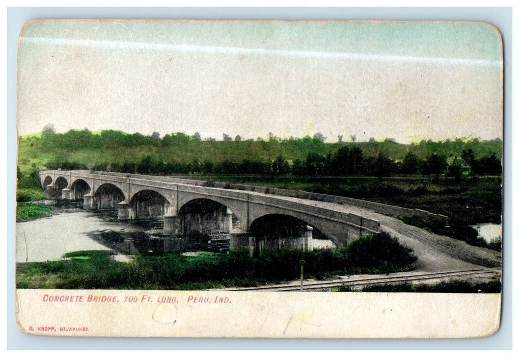 c1905 A View Of Concrete Bridge Peru Indiana IN Unposted Antique Postcard