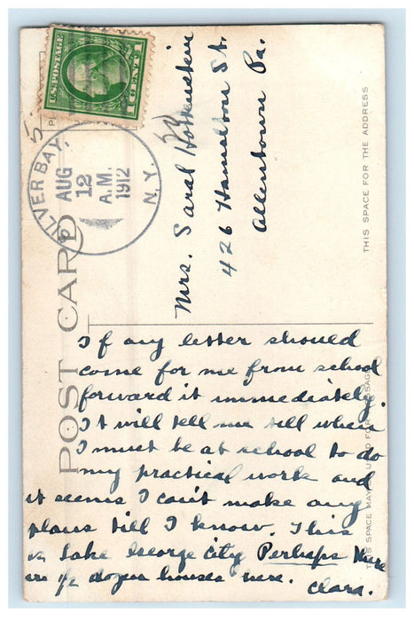 1912 Steamboat Landing and Station, Lake George NY Silver Bay NY Postcard